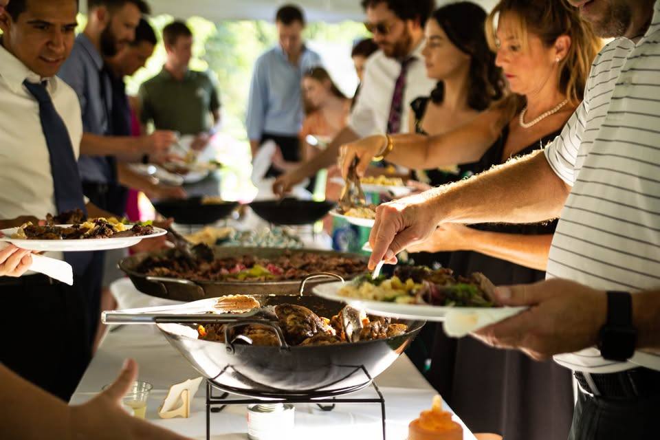 Guests at an outdoor buffet